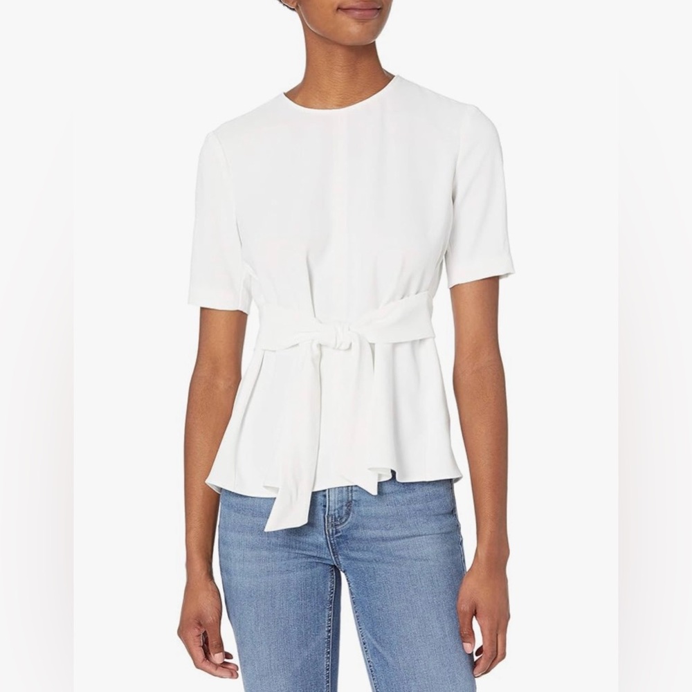 NWT- Trina Turks Whitewash Elegant Magic Tie Front Top